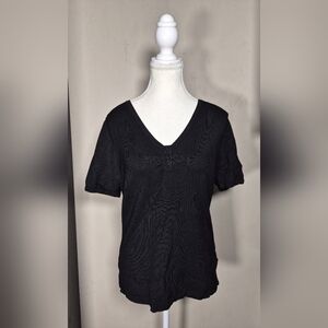 5 For $25✨Laura Women Size Medium Black Blouse Cinched Sparkle Front T-Shirt Top